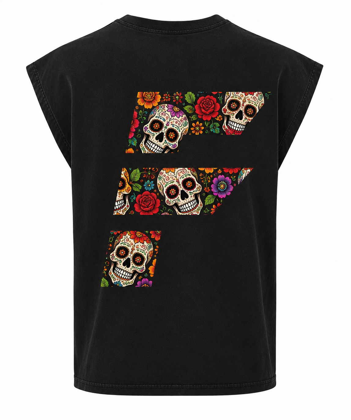 Capped Sleeve Vest - Day of the Dead