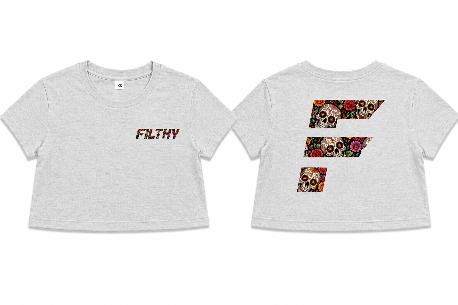 Short Sleeve Cropped Boxy Tee - Day of the Dead