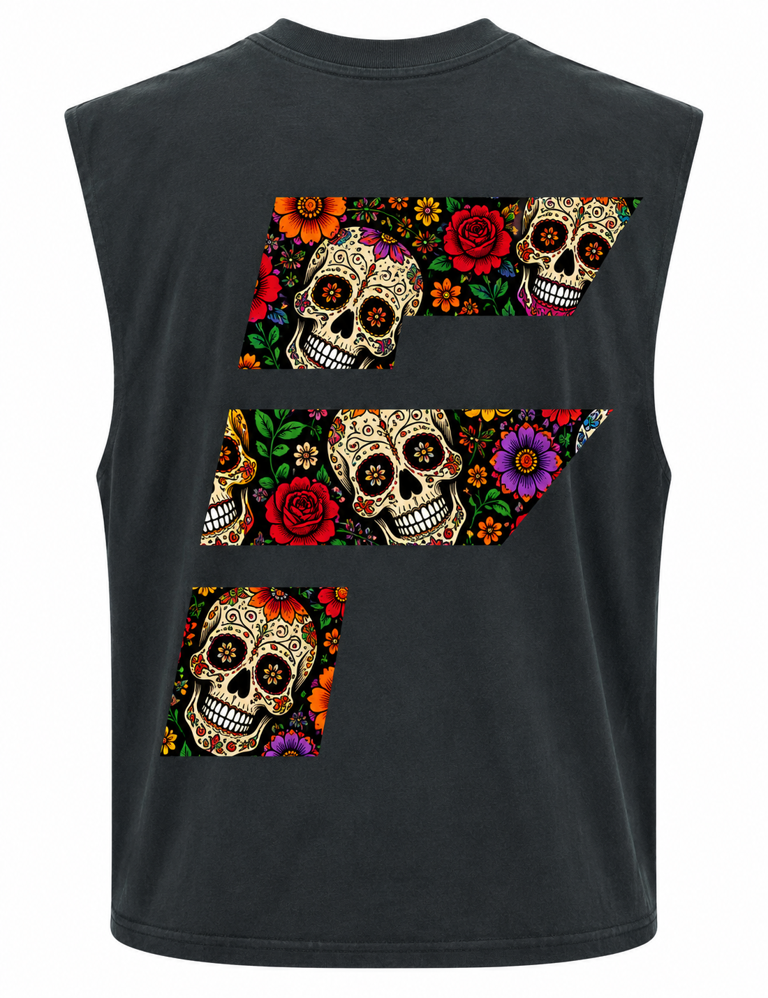 Capped Sleeve Vest - Day of the Dead