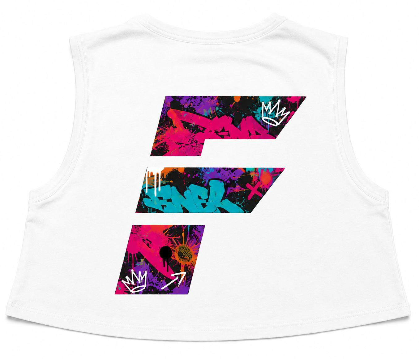 Cap Sleeve Boxy Cropped Vest - Graffiti