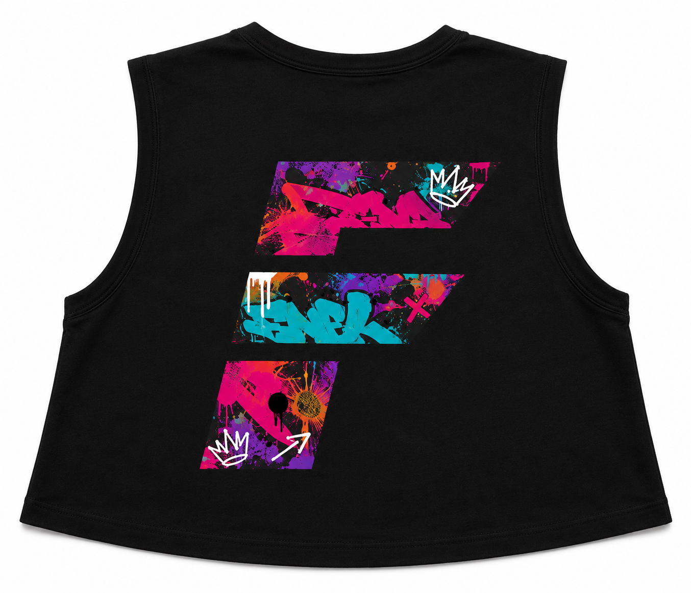 Cap Sleeve Boxy Cropped Vest - Graffiti